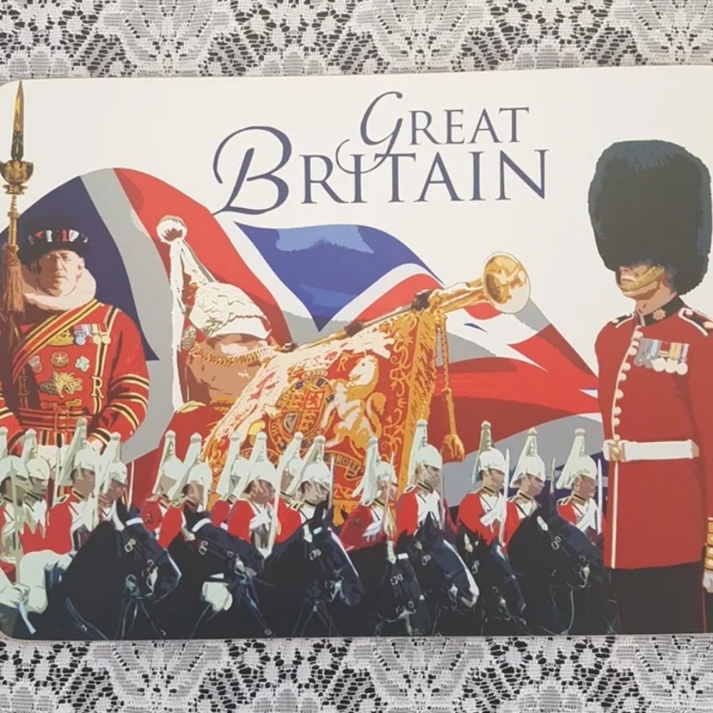 4pc Great Britain England Royal Guard Cork Back Placemat Set